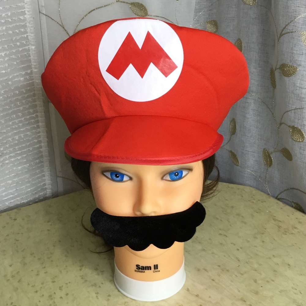 Mario hat and Moustache Halloween Costume Set Cosplay New without tag